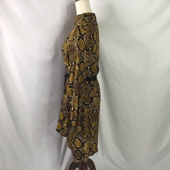 Nwot Zara Dress Snakeskin Long Sleeve Belted Animal Print Brown Black … - Picture 9 of 16